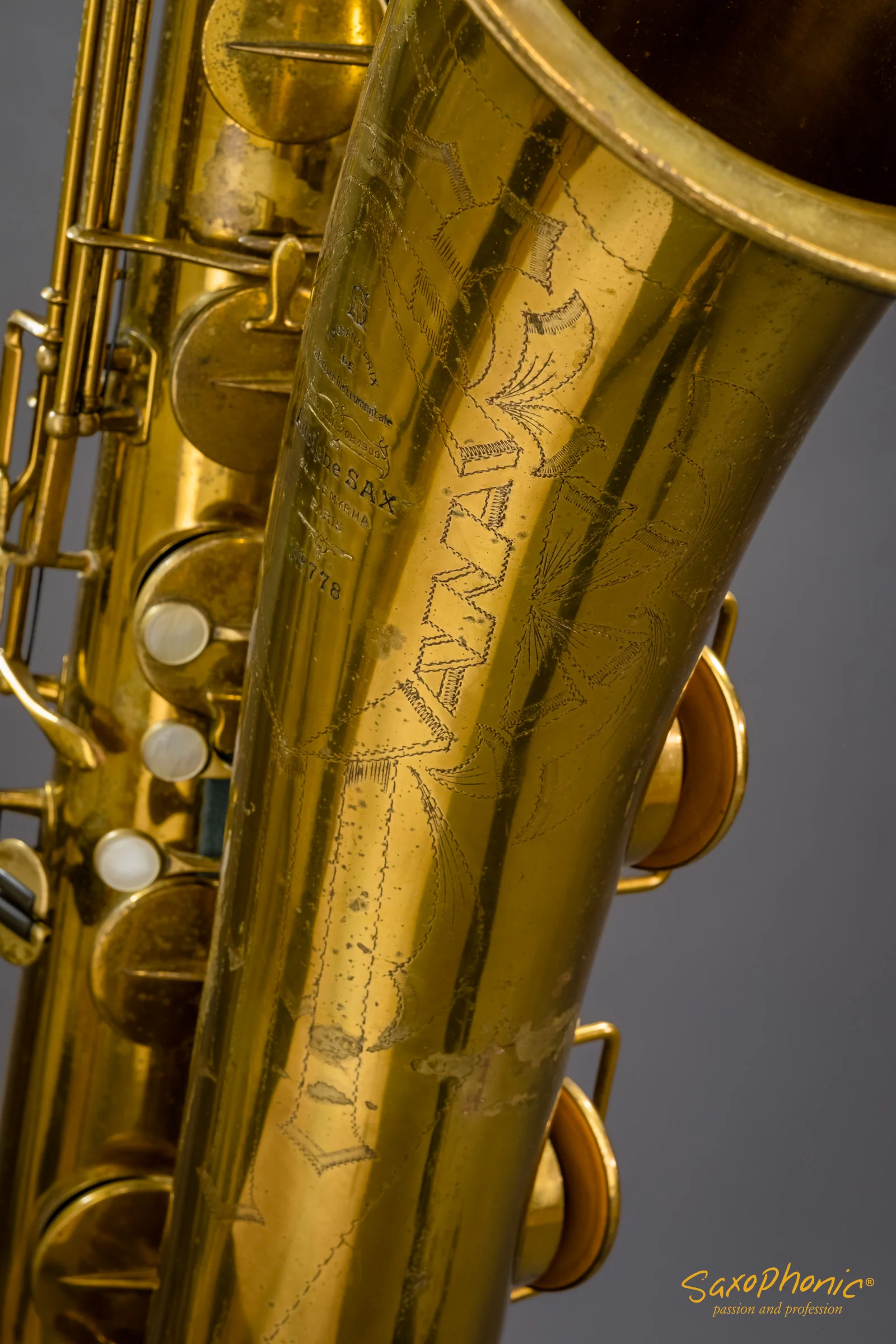 Saxophone Baryton Adolphe Sax (1933) par Henri SELMER Paris, n°778/11283, verni - Saxophonic - Image 4