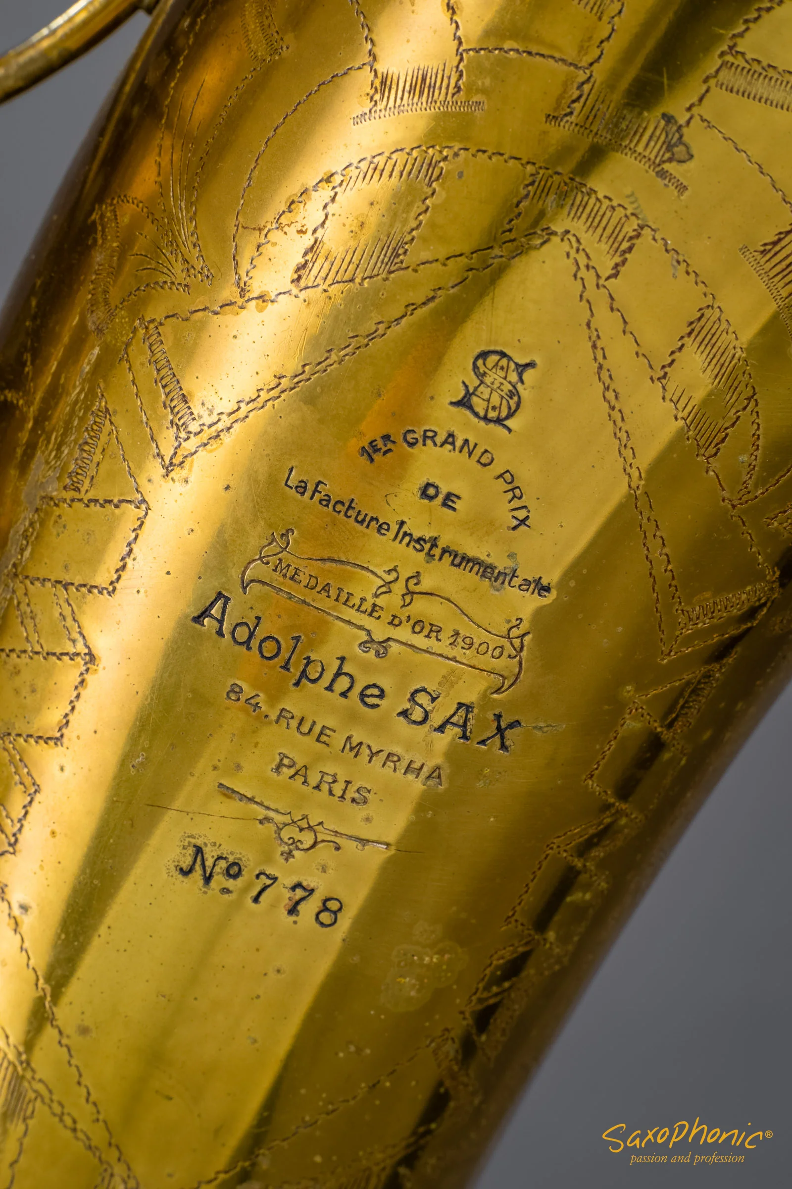 Saxophone Baryton Adolphe Sax (1933) par Henri SELMER Paris, n°778/11283, verni - Saxophonic - Image 7